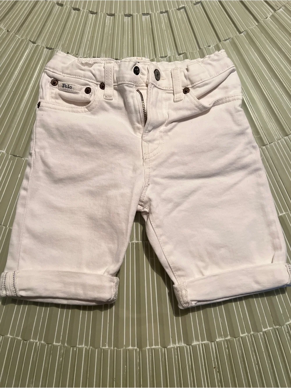 Ralph Lauren White Rolled-Hem Kids Shorts